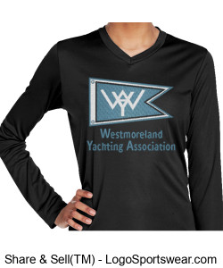 V Neck Long Sleeve Athletic T-shirt, Imprinted Logo Design Zoom